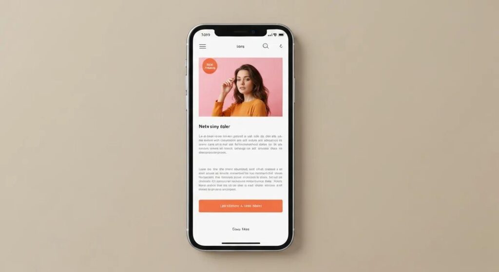 A smartphone displaying a responsive email design with user interaction elements