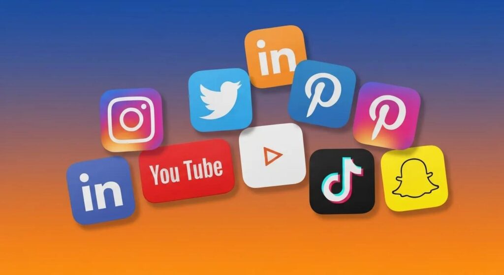 A vibrant collage of popular social media platform icons, showcasing the diverse options available for small businesses