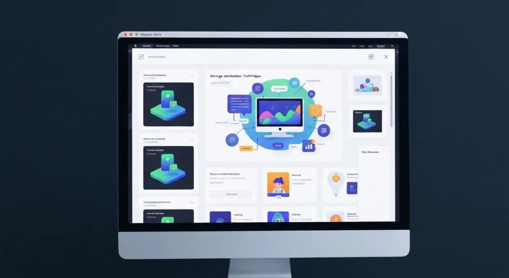 A computer screen showcasing various image optimization techniques, demonstrating how to enhance media for faster loading