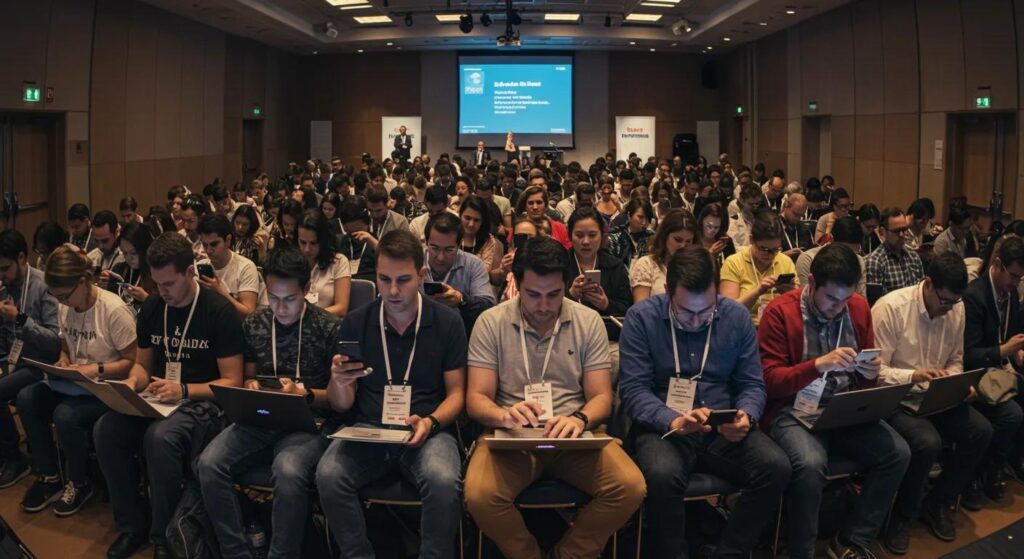 Audience actively participating in a live Twitter event