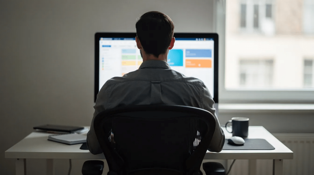 A person uses CRM software for small business on a laptop to manage customer data and enhance customer relationships, illustrating a typical small-business CRM workflow.